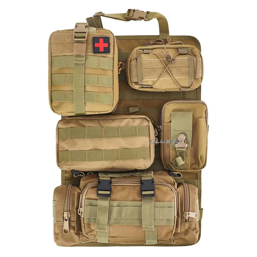 Tactical MOLLE Seat Back Organizer with 5 Detachable Pouches